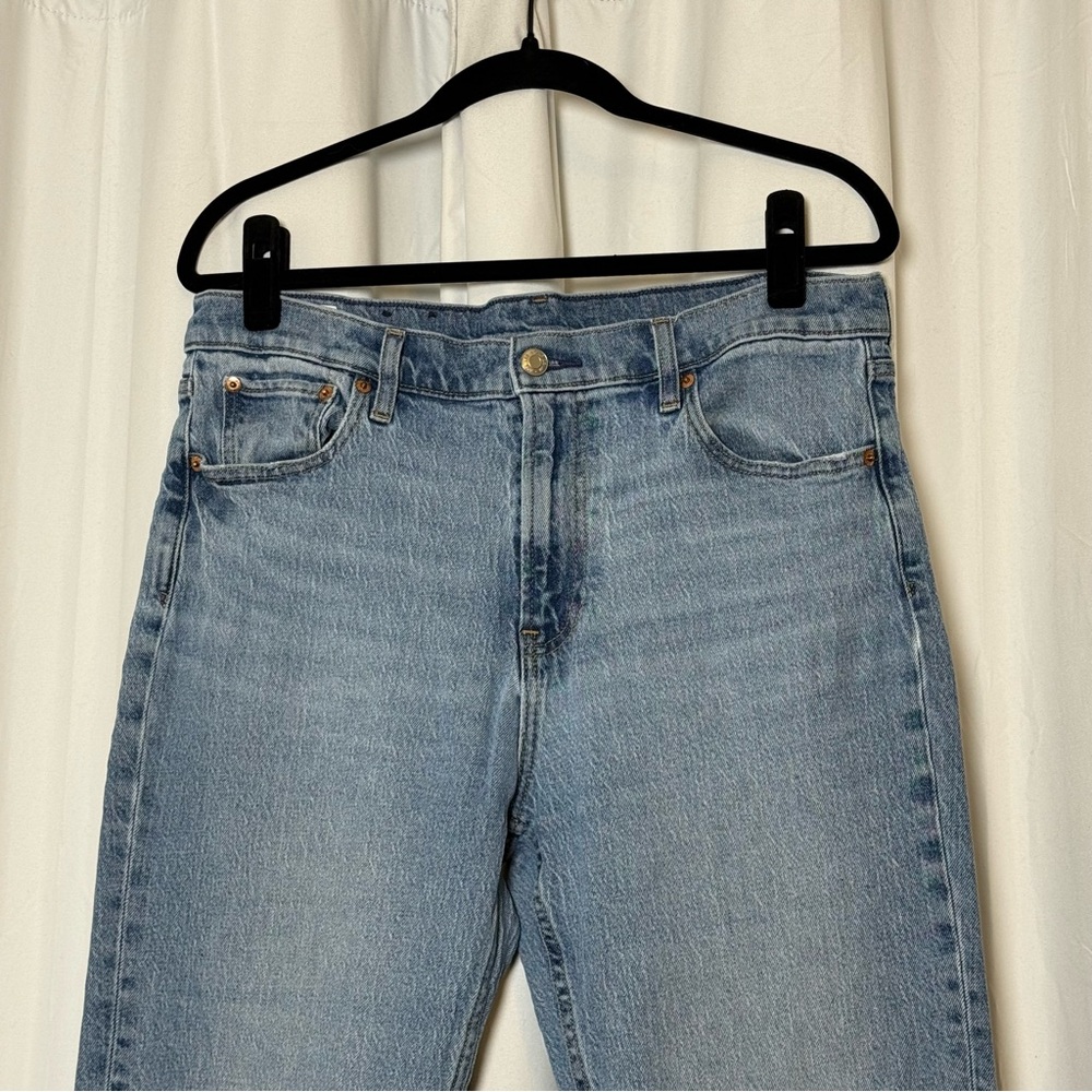 GAP 90s Straight High Rise Jeans Light Wash Stretch Denim Women’s 32 / 14R - Picture 4 of 13